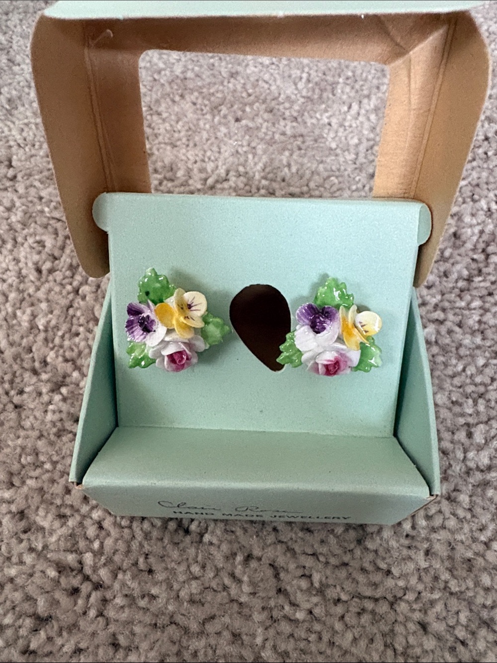Floral Cluster Porcelain Stud Earrings in Multicolor